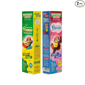 Bentodent 100% Natural Kids super saver pack bubble gum 100g & mango 100g Toothpaste, Fluoride Free, Sls Free, Complete oral care protection for kids, Fresh Breath, Best toothpaste for kids 2+ years 100g each