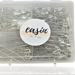 easin Safety Pins Mixed Assorted for Women & Girls Used in Saree Earrings Necklace Organizer Brooch Pins, Different Sizes (1,2,3,4) Heavy Standard Stainless Steel with Reusable Partition Box