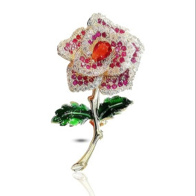 Brooch Pin for Women, Elegant Rhinestone Flower Brooch for Saree, Wedding Accessories, Fashion Jewelry