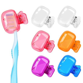 Solitude 6 Pack Toothbrush Cover Portable Travel Toothbrush Protector Coverings Clips Cap Brush Plastic Clip's Covers for Household Travel, Camping, Bathroom, School, Work (Multicolor)