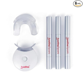 Toothsi Spark Teeth Whitening Kit - 2nd Gen | Includes 3x Teeth Whitening Pen, Whitening Device, PVC Shade Card, & Mouth Tray | Blue LED Technology & Advanced PAP Formulation | Handsfree & Easy to Use