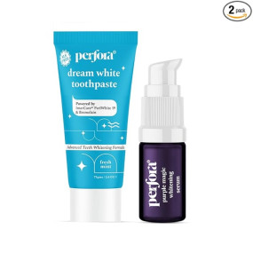 Perfora Teeth Whitening Mini Combo | Purple Serum & Dream White Toothpaste | SLS & Fluroide Free Tooth paste | N-Ha For Teeth Remineralisation | Enamel Safe & Effective Teeth Whitener Solution