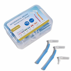 Interdental Brush,25 Pcs L-Shaped Orthodontic Interdental Brushs,Manual Brush for Adult,Smooth Cleaning Between Teeth without dead Angle (Blue, 0.8mm)