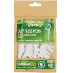 Bentodent Toothpaste Biodegradable Dental Floss Picks- 30 Pcs Triple Cleaning Action