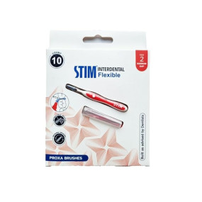 STIM Interdental Flexible Interdental Brush | 10 Brushes | Size: ISO - 2 For Narrow Gaps, Deep Cleaning Between The Teeth - Pack of 1