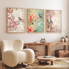 Gamya Big Birds Aesthetic Framed Posters Wall Decor Paintings For Living Room, Bedroom/Big Paintings For Wall Decoration (14x18 Inches) Set of 3 (Combo 4)