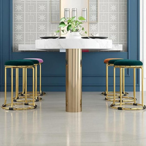 Akifi Craft Flannel Round Stool - Versatile Stackable Chair for Dining, Living Room, and Shoe Changing - Elegant Metal Low Stool for Home Furniture (Black, 2)