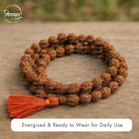 Virasit 5 Mukhi Rudraksha Mala 108 Beads Original Certified | Natural Panchmukhi Rudraksha Japa Mala for Men & Women | Jaap Mala for Meditation, Shiv Puja, Yoga, Prayer, Chanting | 6mm Size