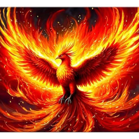 ArtX Canvas Phoenix Bird Picture As Per Vastu, Big Size Wall Art, Rising Phoenix Painting, Wall Decor, Multicolor, Nature, 58.0 X 45.0 cm, Set of 1