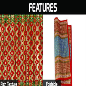 HOKIPO Natural River Grass Handcrafted Pooja Floor Mats/Meditation Prayer, Sittting, Aasan Mat Chatai Set of 2, 18x18 Inches (IN78-RED*2)