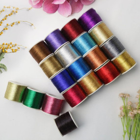 Embroiderymaterial Combo Metallic Zari Thread for Embroidery, Sewing and Jewelry Making, Multicolor | 20 Rolls (Thickness 0.1MM/Length 85Meters)