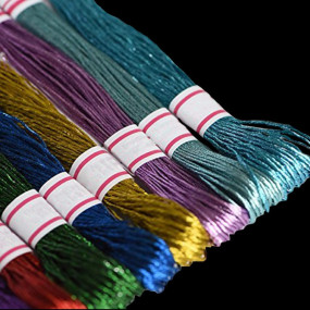 RSP Quality bit Mettalic Hand Embroidered Cotton Thread Skeins Set For Craft & Projects (Multicolor, Pack Of 25), 100 Gram