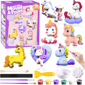 Storio Toys DIY Mould & Paint Craft Kit Unicorn Kids DIY Craft for 3+ Years Plaster Figurine Set with Pigments Palette & Mold Painting Art & Craft Set - Gift Toys for 3 4 5 6 7 8+ Year Multicolour