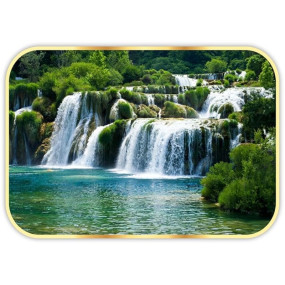 SAF paintings Waterfall Nature UV Coated Home Decorative Gift Item Framed Painting 14 inch X 20 inch SANFM3049, Multicolor, Standard
