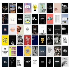 CodersParadise Pack of 54 Motivational Inspirational Wall Collage Kit Posters - 4 x 6 Inches Posters for Room Wall Decoration of Bedroom, Office, Living room, Dorm room - Glue Dots Included, Cardstock