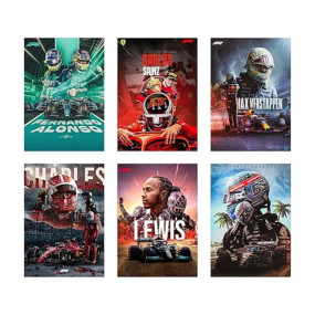 CodersParadise paper Pack of 6 - F1 Formula One Wall Posters 8x12 inch (A4 Size) Included Glue dots Wall Decor Posters Wall Art For Bedroom, Living room, Office
