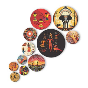 Wooden Wall Hanging For Home Décor, Set of 11, Living Room, Bedroom, Office Decoration (Rajasthani)