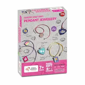 Chalk & Chuckles Art and Craft Pendant Jewellery Necklace Making Kit for Kids Ages 9-12, Birthday Gifts for Girls & Teens, 7, 8, 9, 10, 11 Years Old, Mess-Free, Creative DIY Toy