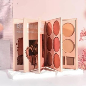 Afflano Makeup Palette,Eyeshadow & Highlighter & Blush & Contouring,4-Layer Book-Style Foldable Makeup Palette Set,Matte Glitter Metallic Shimmer, Highly Pigmented Long Lasting Make Up Pallet