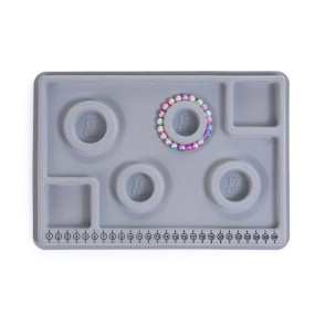 ambitieux Jewelry Beading Design Board – Grey Silicone Bead Tray with Storage Wells & Numbered Groove for Necklace & Bracelet Making (Bracelet Board)