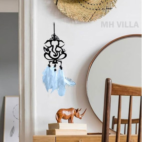 MH VILLA Acrylic Car Hanging Accessories Interior - Elegant Dream Catcher for Car - Charm for Auto Decor - Stylish Handmade Ornament for Rear View Mirror Decoration - Ganesh White