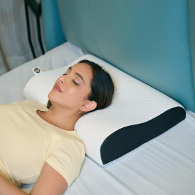 CareFoam Memory Foam Cervical Neck Pillow | 2 Years Warranty | Pain Relief Sleep, Improves Posture Spinal Alignment, Neck Pain Relief | Queen 19 x 11 x 3.5 Inch | White Jacquard Cover | Pack of 1