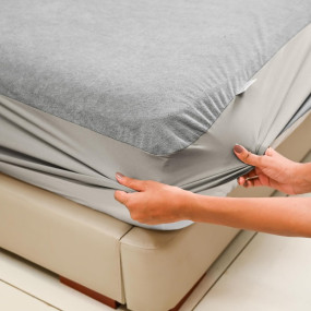 MY ARMOR Waterproof Mattress Protector King Size, 78x72, 6.5x6 feet, Double Bed Protector Sheet Cover, Breathable and Hypoallergenic Ultra Soft Fitted Terry Cotton Feel Fabric, Elastic Skirting, Grey