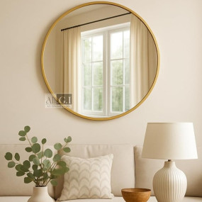 Vanity Mirror 30 Inch Stylish Modern Round Wall Mirror for Bathroom, Modern Gold Metal Frame Wall-Mounted Mirror, Home Decor Mirrors for Living Rooms,Entryways (Gold,30inches, Framed)