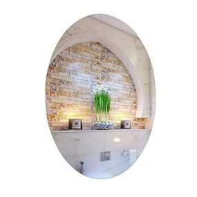 Twinster Mirror Stickers Acrylic Rectangular Shape Mirror for Wall, Living Room, Bathroom Flexible Stickers Full Length Unbreakable Self-Adhesive Wall Mirror (Oval)