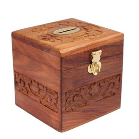 Ark Wood Art Wooden Money Bank for Kids and Adults Coin Box Cash Bank Donation Box Wooden Piggy Bank Savings Box Decorative Money Box Wooden Cash Savings Box Coin Holder