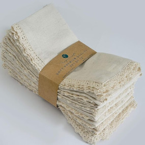 FINGERCRAFT Cloth Napkin 20x20 Inches Set of 12 Cotton Linen Blend Excellent Absorbency Washable and Reusable, Durable Dinner Napkin for Kitchen, Hotels, Party (Ivory)