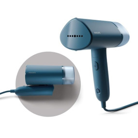 PHILIPS Handheld Garment Steamer STH3000/20 - Compact & Foldable, Convenient Vertical Steaming, 1000 Watt Quick Heat Up, up to 20g/min, Kills 99.9%* Bacteria (Reno Blue)