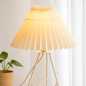 Homesake®Retro Down to The Wire Metal Table Lamp with Fabric Shade, Bedside Lamp Gift Housewarming Home Living Room, Pleated Shade (Off-White)