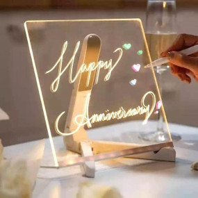 CPENSUS DIY 3D Acrylic Writing Pad With Pen Message Board Rewritable Table Lamp For Study LED Light Office Home Decor Gift