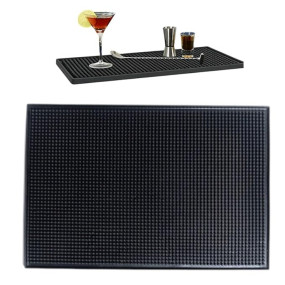 THW 850 Grams PVC Rubber Bar Service Mat Spill Mat for Counter Top, Non Slip - 18" x 12", Black