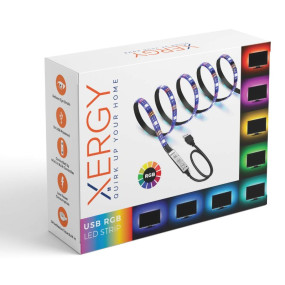 XERGY USB 5V 5050 RGB LED Flexible Strip Light Multi-Color Changing Lighting K-it Background Lighting with Mini Controller for TV PC Laptop Bias Lighting (2 Meter for 24-32" TV's)
