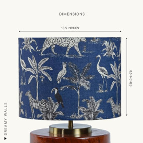 Dreamy Walls 10.5” Drum Lamp Shade for Bedroom, Living Room | Handcrafted Printed Faux Silk Replacement Lampshade Only | E27 Holder | Easy Assembly, 10.5x8.5 Inches, Savanna Blues Shade