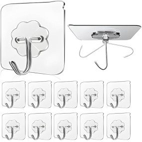JIALTO Wall Hooks for Hanging Strong, Adhesive Hooks for Wall Heavy Duty, Wall hangings, Kitchen Accessories Items, Sticky Photo Frame Hangers (Pack of 20, Wall Hook)