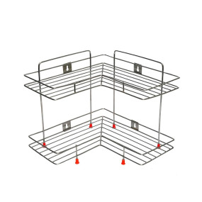 ain 2-Tier Stainless Steel L-Corner Kitchen Rack – Wall-Mounted Storage Stand for Kitchen & Bathroom