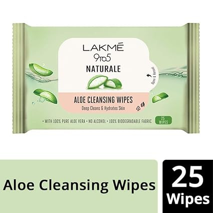 Lakme 9to5 Natural Aloe Cleansing Wipes|| 141 g