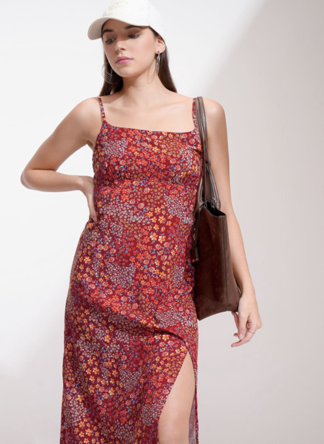 Women Floral Printed Midi Dress
