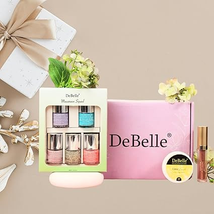 DeBelle Compact Beauty Gift Set – Lipstick, Nail Polish & Remover Wipes | Perfect Mini Gift Kit for Women