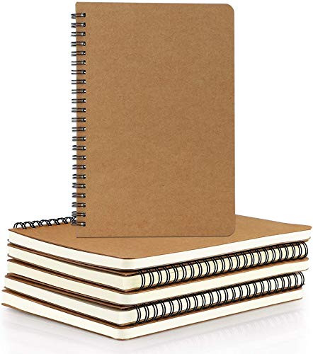 College Spiral Notebook,A5 3 Pcs Pack,Size 5.5X8.2 Inches Blank Travel Writing Notebooks Journal,Memo Notepad Sketchbook,Students Office Business Subject Diary Book Journal-Kraft Cover,120 Pages