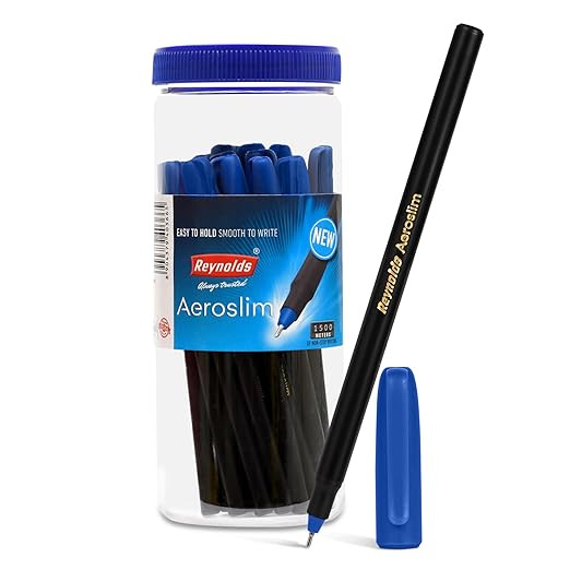 Reynolds AEROSLIM Ball Pen SET - 25 PENS (15 BLUE, 5 Black, 5 Red) | PENS WITH COMFORTABLE GRIP |BALL PENS FOR WRITING | PEN FOR STUDENTS & OFFICE STATIONERY | 0.7 mm TIP SIZE