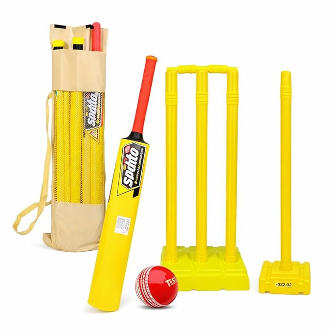 Cricket Set for Kids – Size 6 Plastic Bat, Stumps, Bails & Ball | Indoor Outdoor Beginner Cricket Kit (Age 12-16 Years)
