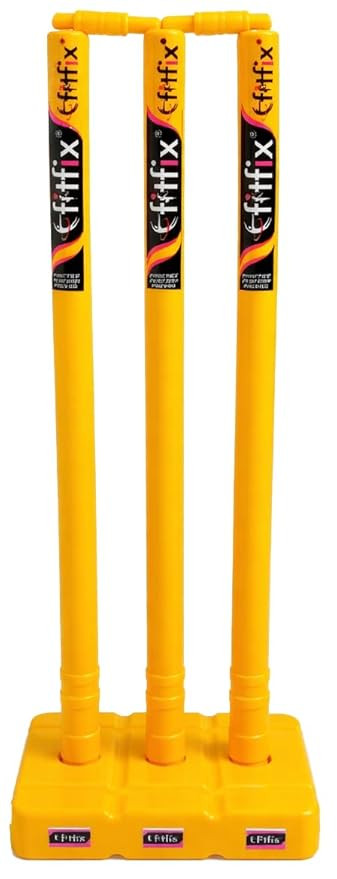 Fitfix Cricket Stumps with Stand Cricket Kit Plastic Wickets for Cricket Standard Wickets for Match, Tournament Stump with Stand & Bails- -3 Plastic Wickets,2 Bails, 1 Stand (1 Set) -Large