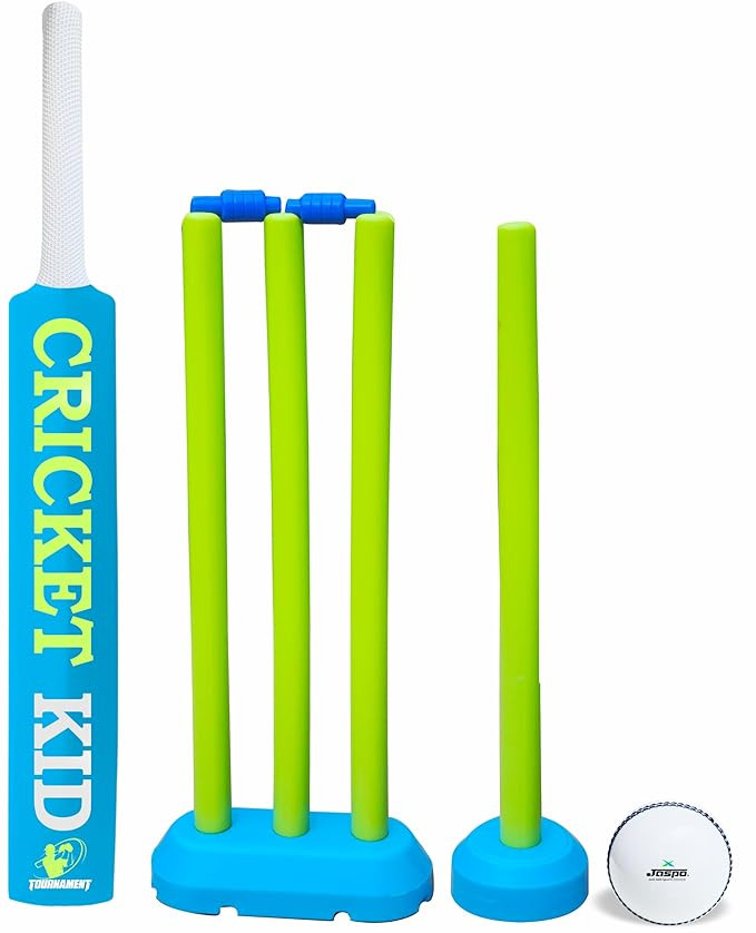 Jaspo Cricket-Kid Complete Set - Perfect Introduction for Young Players, Plastic Bat for Practice & Initial Training (Size-3, Age 5-10 Yrs) - Multicolor