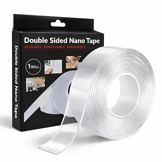 Nano Double Sided Tape 5M | Heavy Duty Reusable Washable Traceless Adhesive Gel (2mm Thick, 24mm Wide) | Strong Multipurpose Mounting Tape for LED Lights, Hooks, Frames & Home Use