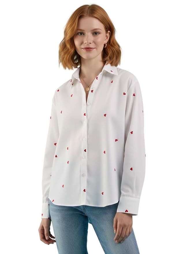 Leriya Fashion Women Rayon Floral Stripe Printed Summer Shirt | Full Sleeve Collared Button Down Casual & Formal Top for Women | Breathable Lightweight Regular Fit Office Wear Western Shirt for Girls