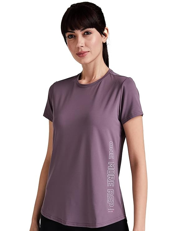 Van Heusen Women's Polyester Regular Fit Proactive Anti Bacterial T-Shirt - Round Neck, Moisture Wicking, Short Sleeve